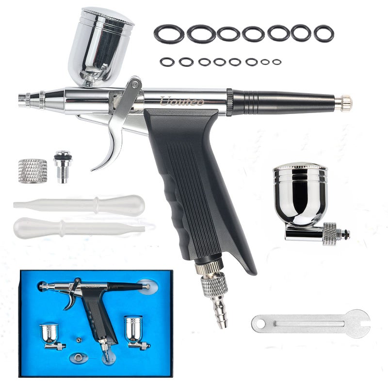 Uouteo Airbrush Trigger Gun Air Brush Gun with 0.3 mm Needles 7CC &10 CC Cup for Painting - Image 1